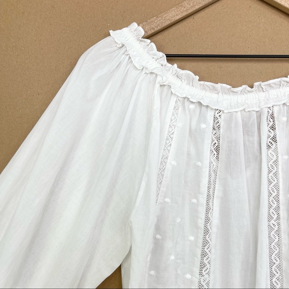 ♦️SOLD♦️LoveShackFancy Odina Embroidered White Cotton Blouse - Picture 12 of 16